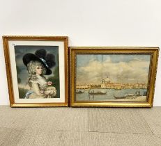 Two large gilt framed prints, largest 83 x 60cm.