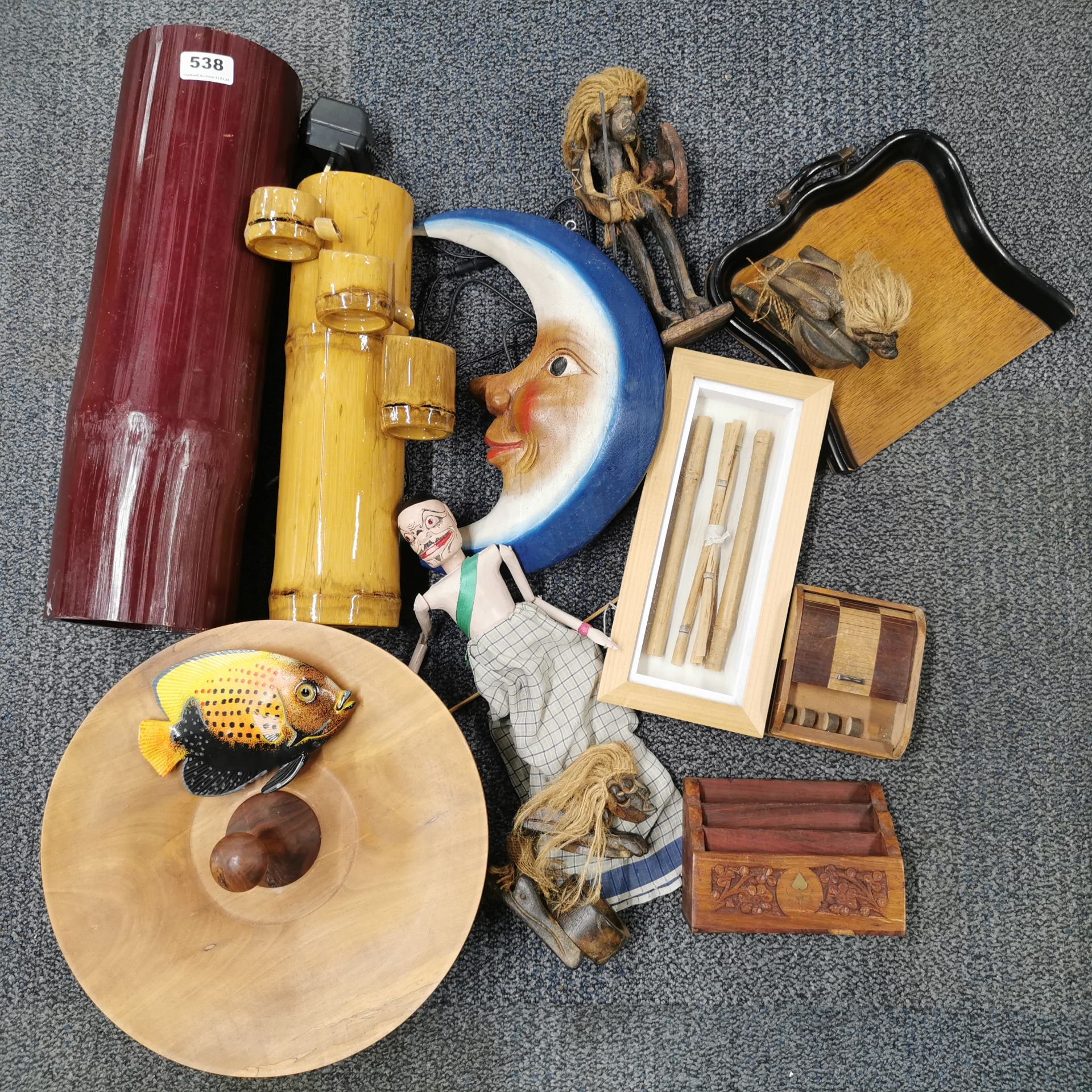A quantity of bamboo and wooden items.