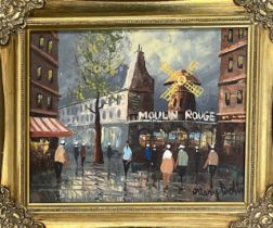 A gilt framed 1970's oil on canvas of Paris by Mary Botti. Frame size 32 x 26cm.