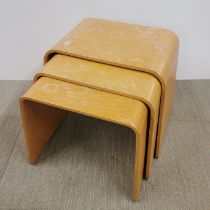 A nest of three vintage laminated wood coffee tables, 58 x 33 x 45cm.