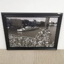 A large framed photograph of Paris, frame size 96 x 72cm.