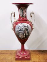 A large continental porcelain urn, H. 61cm.