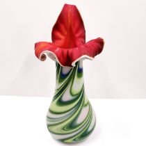 An unusual large glass Jack in the pulpit vase, H. 40cm.