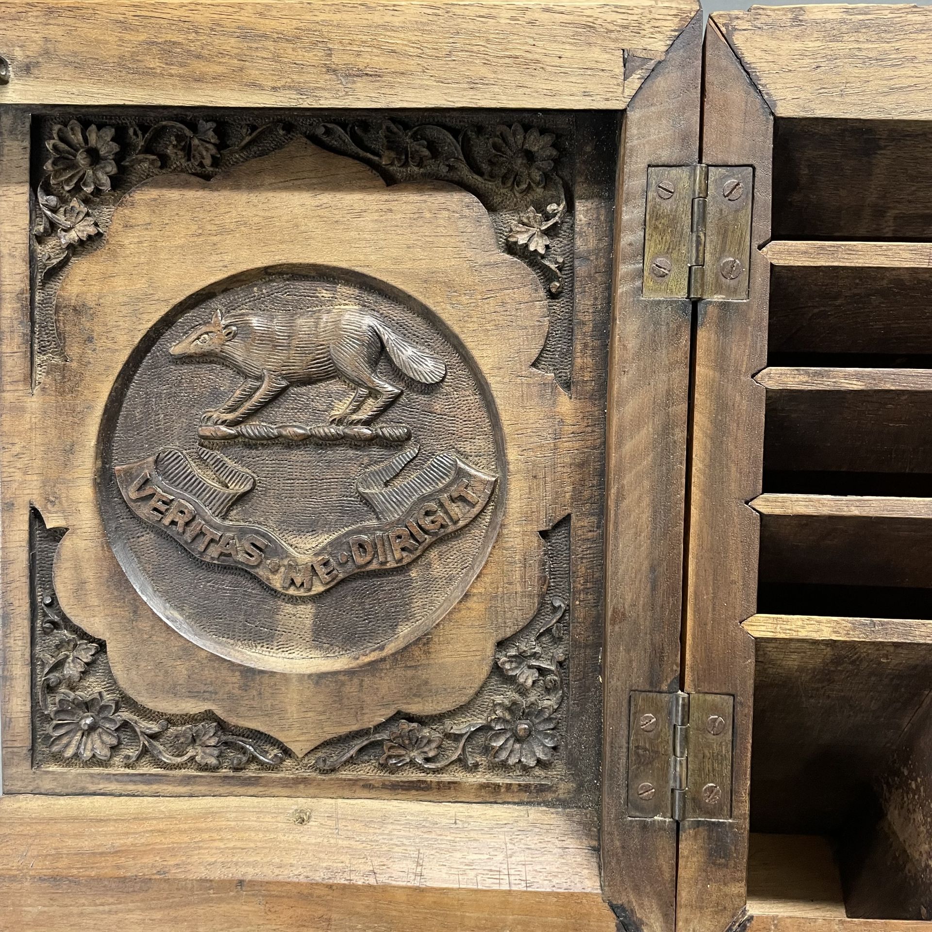 A Burmese carved wooden stationery box, personalised for Lt. Colonel Henry Courtney Brocklehurst, - Image 8 of 11