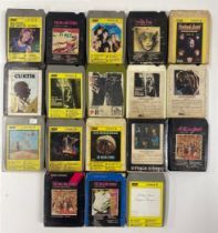 Seventeen eight track cassettes.