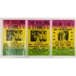 Three Rolling Stones tour window cards from 1965 for San Francisco Cow Palace, Riverfront stadium