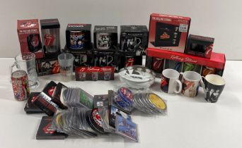 A large quantity of drinking related ephemera, including glasses, coasters, cups and mugs. Mostly