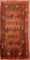 A 19th century hand woven Turkoman rug / bag cover, 160 x 77cm.