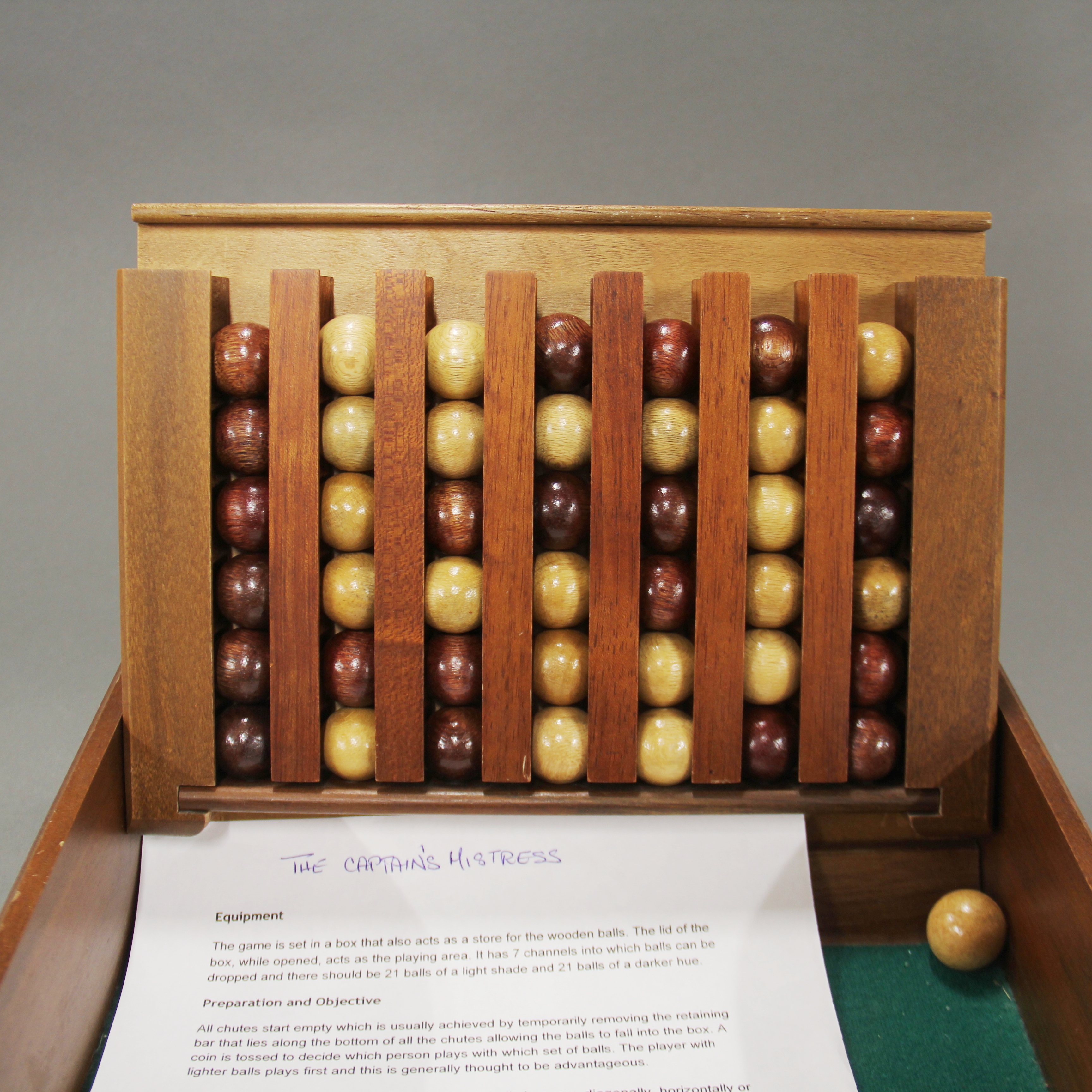 A wooden table game known as 'The Captain's Mistress', box size 29 x 23 x 8cm. - Image 2 of 3