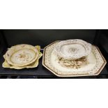 A large Victorian meat platter, W. 47cm, with further good china items.