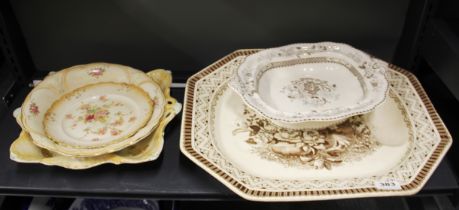 A large Victorian meat platter, W. 47cm, with further good china items.