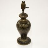 An antique Indian painted brass table lamp base, H. 35cm.