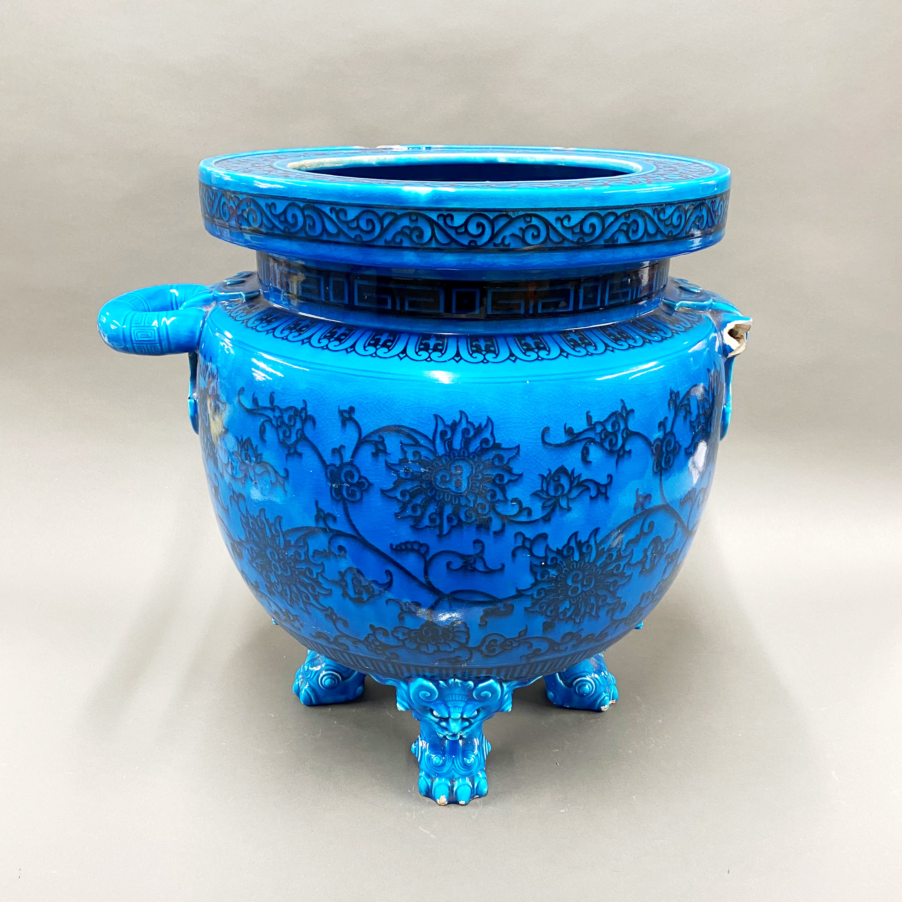 An impressive large 19thC Oriental design Minton censer, W. 54cm, H. 50cm. (A/F).