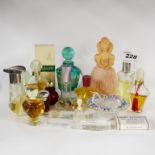 A group of vintage perfume bottles, etc.