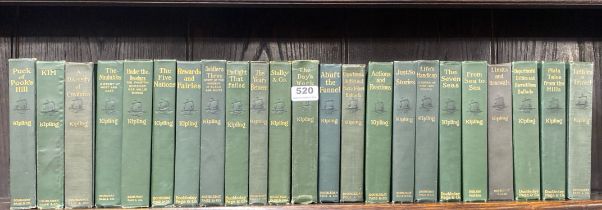 23 volumes clothbound circa 1911 novels of Rudyard Kipling.