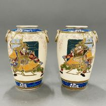 A pair of Japanese Satsuma vases, H. 20cm.