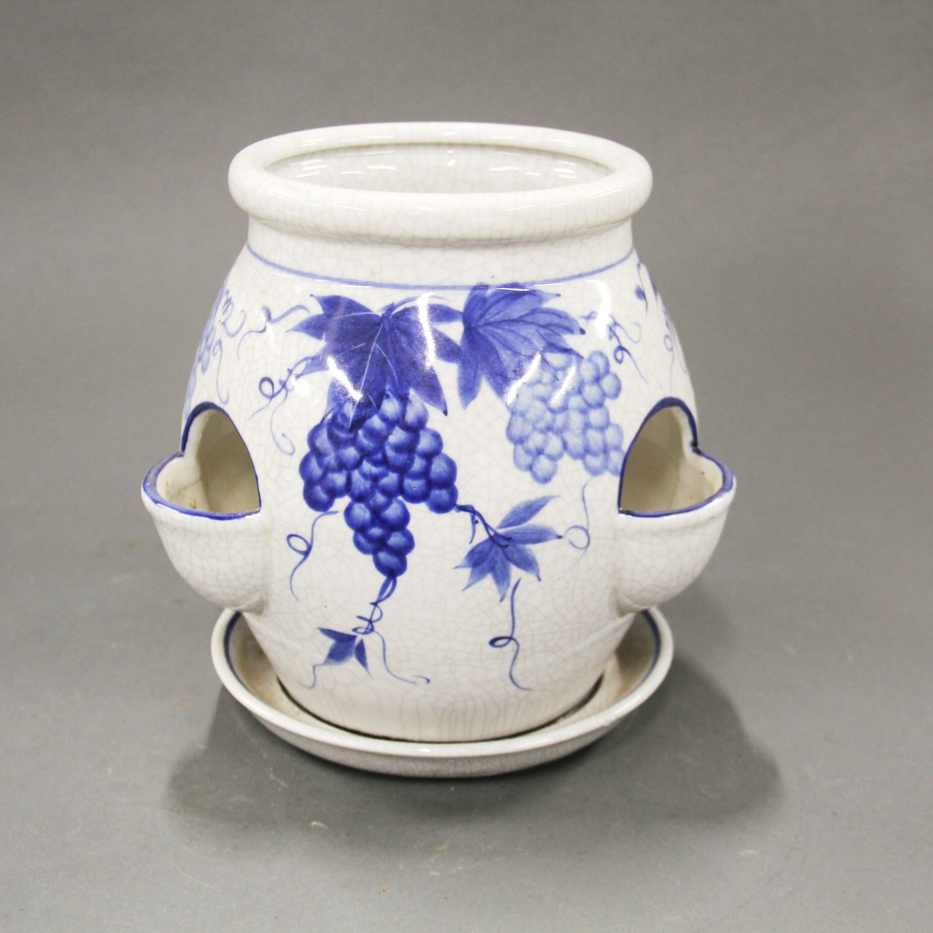 A 19thC relief decorated jug with a Chinese crackle glazed porcelain bowl depicting shipping - Image 6 of 6