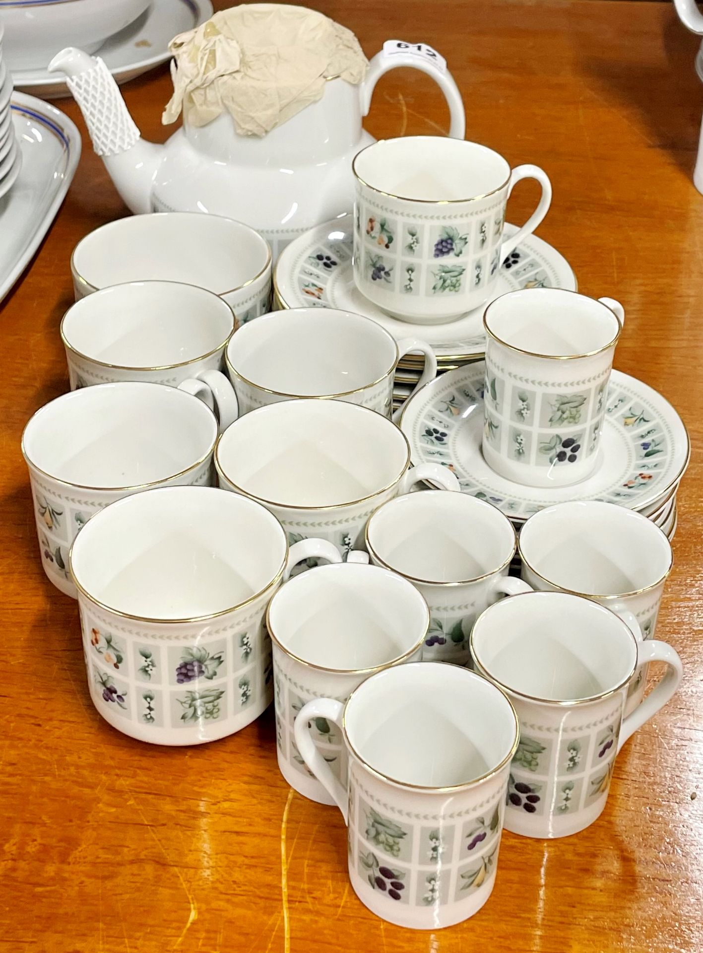 A Royal Doulton Tapestry pattern tea and coffee set (no milk jug).