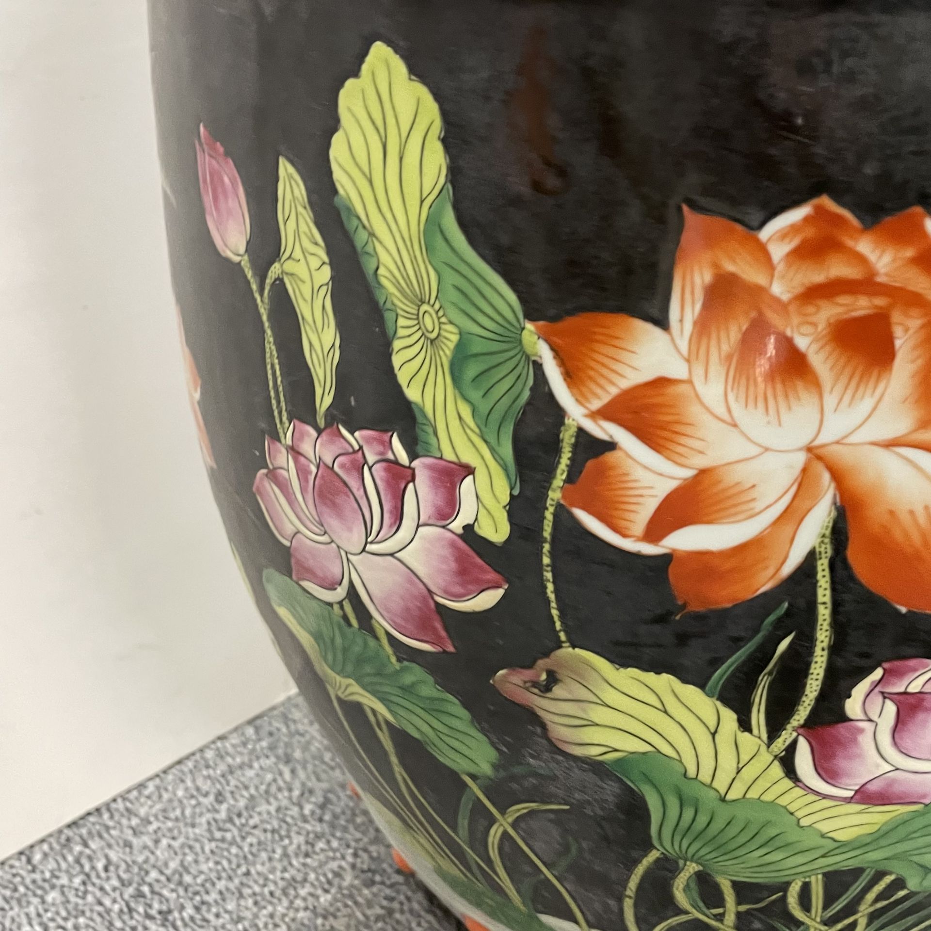 A Chinese hand painted porcelain garden stool, H. 49cm. - Image 3 of 3