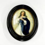 A 19th century framed hand painted porcelain panel, 14 x 16.5cm.