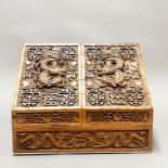 A Burmese carved wooden stationery box, personalised for Lt. Colonel Henry Courtney Brocklehurst,