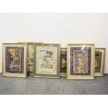 A group of six framed Indian watercolours, largest 28 x 36cm.