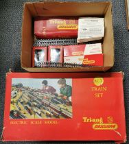 A boxed Tri-Ang 00-gauge model railway set and track.