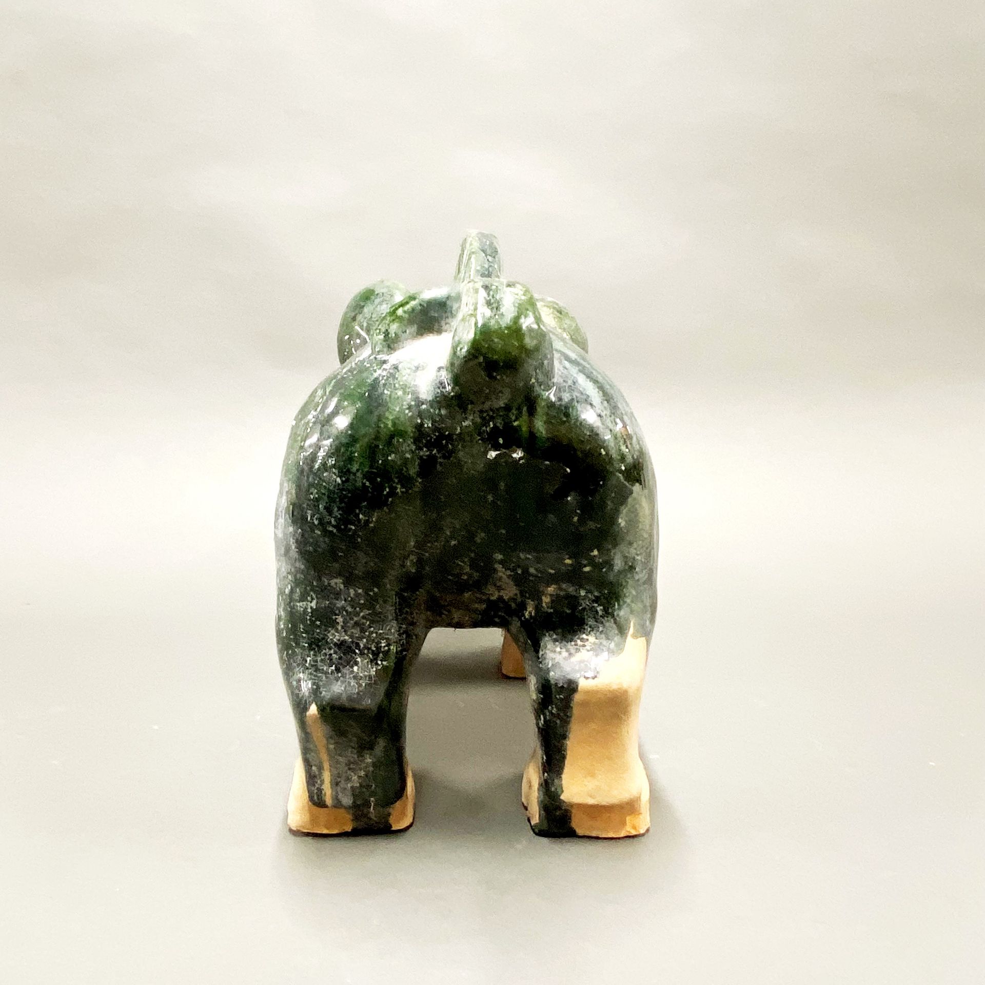 A large Chinese Ming dynasty style green glazed terracotta figure of a wild boar, L. 41cm, H. 28cm. - Image 2 of 3