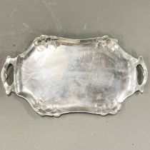 An Art Nouveau pewter tray, L. 31cm.