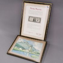 A framed presentation Operation Desperides American one dollar bill recovered from the 'Flying