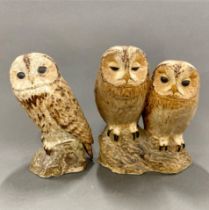 Two large ceramic figures of owls, H. 25cm.
