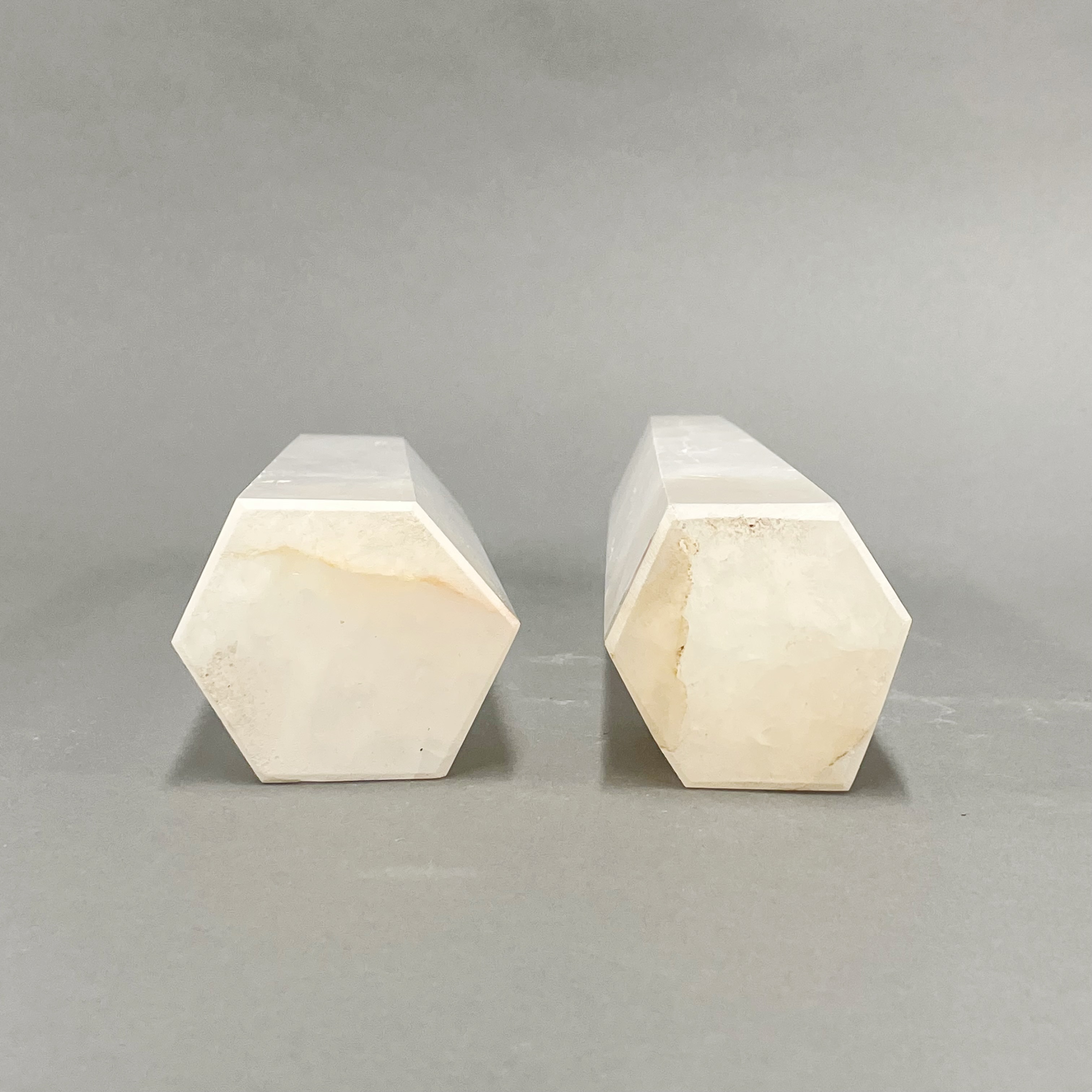 A pair of polished quartz crystal obelisk pillars, H. 29cm. - Image 3 of 3