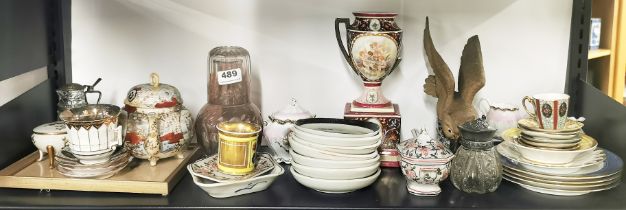 A group of mixed china, glass and other items.