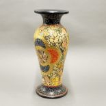 A large Eastern hand painted and gilt papier mache vase, H. 43cm.