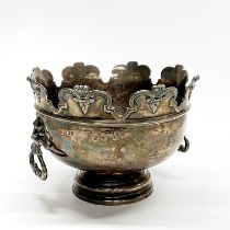 A heavy hallmarked silver rose bowl, H. 16cm, Dia. 22cm.