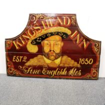 A hand painted wooden pub sign, W. 92cm, H. 62cm.