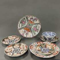 A group of Chinese and Japanese porcelain items, largest dia. 30cm.