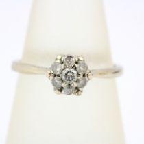 A 9ct white gold diamond set cluster ring, approx. 0.33ct overall, (O.5).
