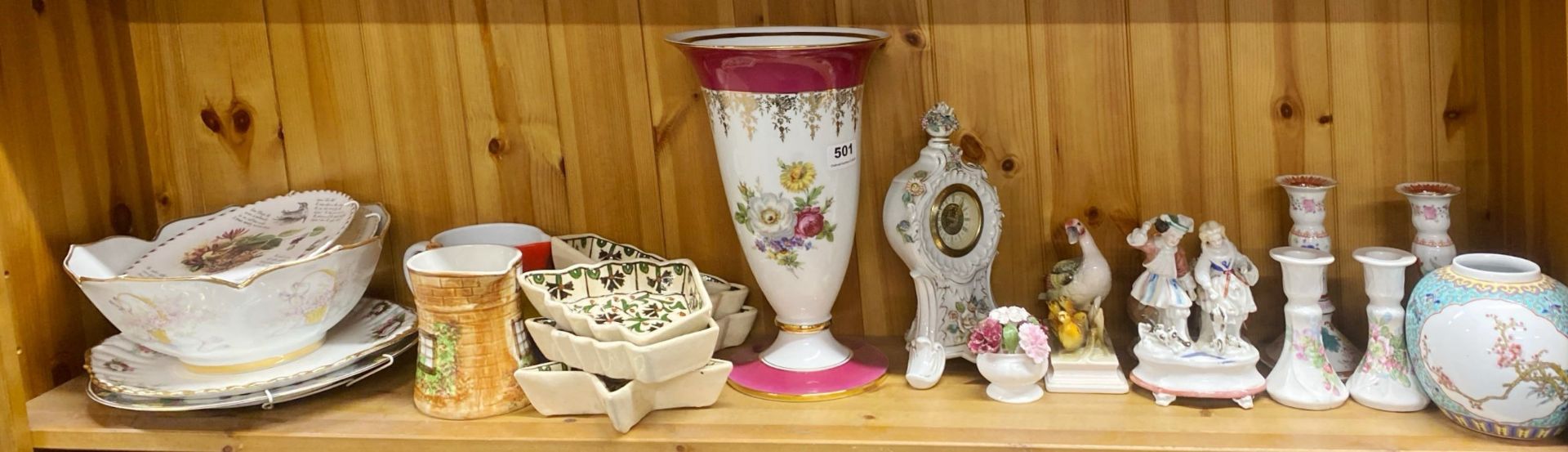 A quantity of mixed porcelain items, tallest H. 30cm.