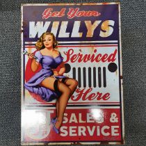 A metal reproduction advertising sign, size 50 x 70cm.