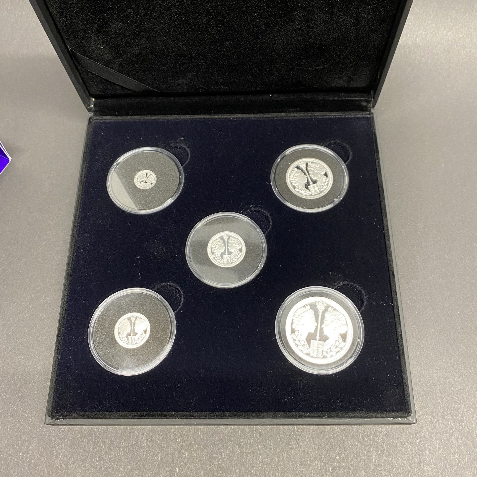 A five piece silver coin set 2022 in presentation box with certificate. - Image 2 of 2