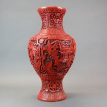 A Chinese cinnabar lacquered vase, H. 49cm.