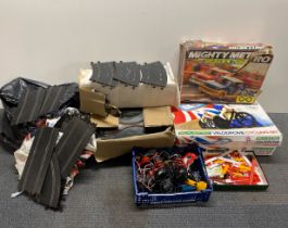 A large quantity of Scalextric racing set items.