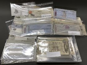 An extensive quantity of historic banking cheques and transfers.