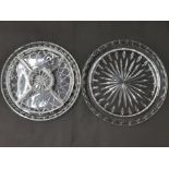 A cut crystal hors d'ouvres, Dia. 23cm. Together with a further cut crystal dish.