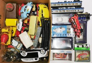 A box of mixed diecast and other model vehicles etc.