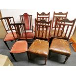 A group of seven mixed dining chairs, tallest H. 103cm.