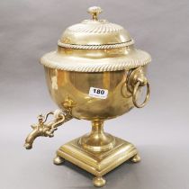 A 18thC brass samovar, H. 42cm.