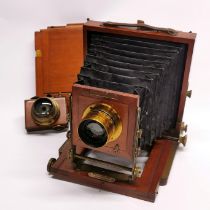 A Lancaster mahogany camera with a Taylor Hobson 511 Cooke lens/ HD Patent series 3 EQ Focus 7.4