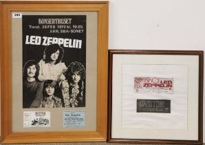 A framed 'Led Zeppelin' poster from Konserthuset Stockholm 1970 with two Led Zeppelin concert
